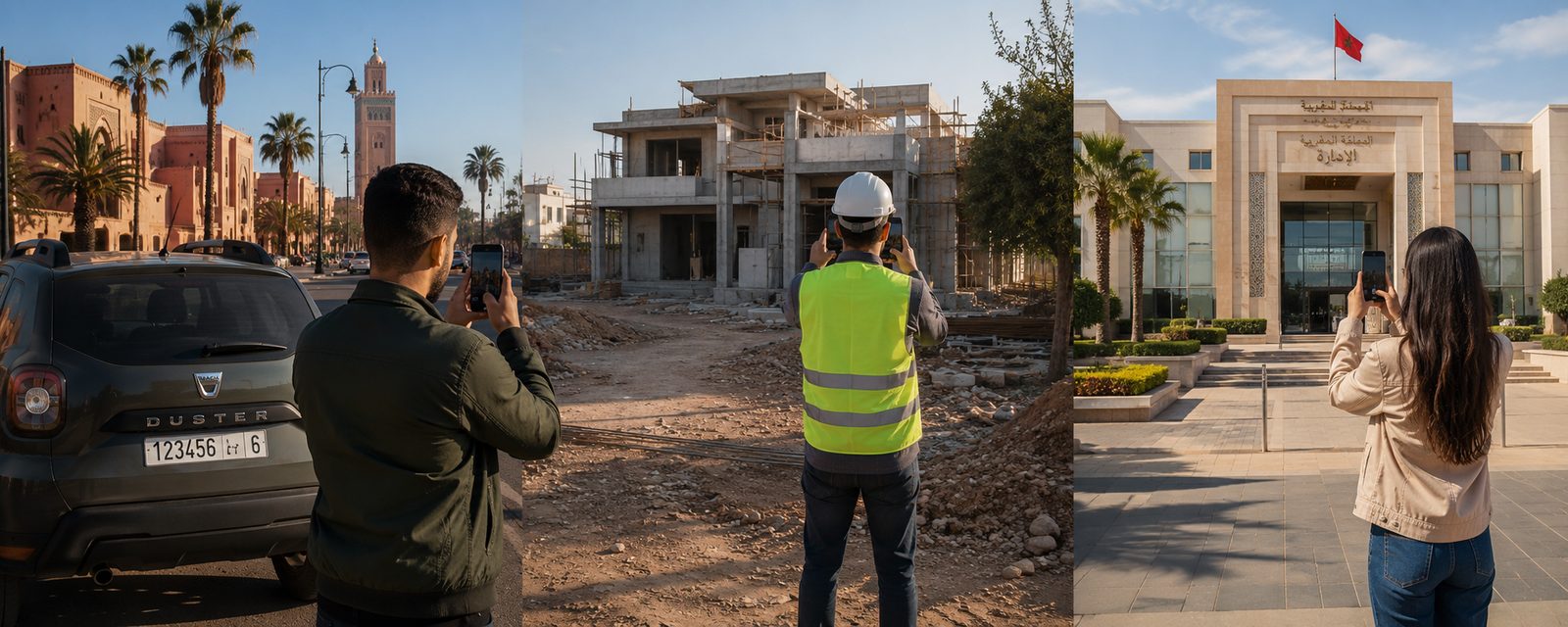 Un Ayn Qdilia photographie une voiture d'occasion, un chantier et une administration au Maroc